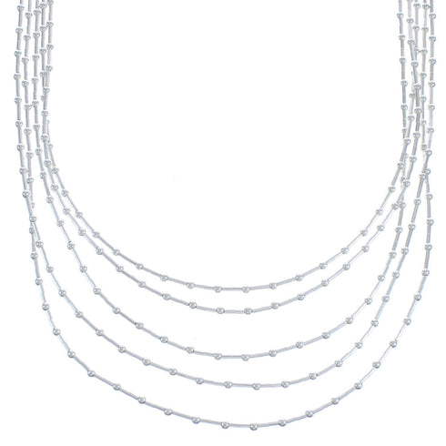 Genuine Liquid Sterling Silver 5 Strands 16-1/4" Necklace Jewelry BX120697